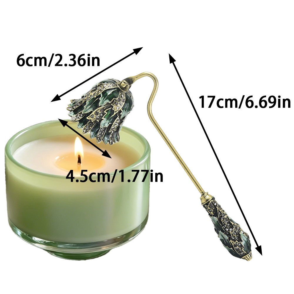 TEMU Apagacandiles Vintage de Esmalte con Diamantes de , Diseño Floral Elegante, Herramienta de Cuidado de Mecha, Accesorio de Lujo para Velas