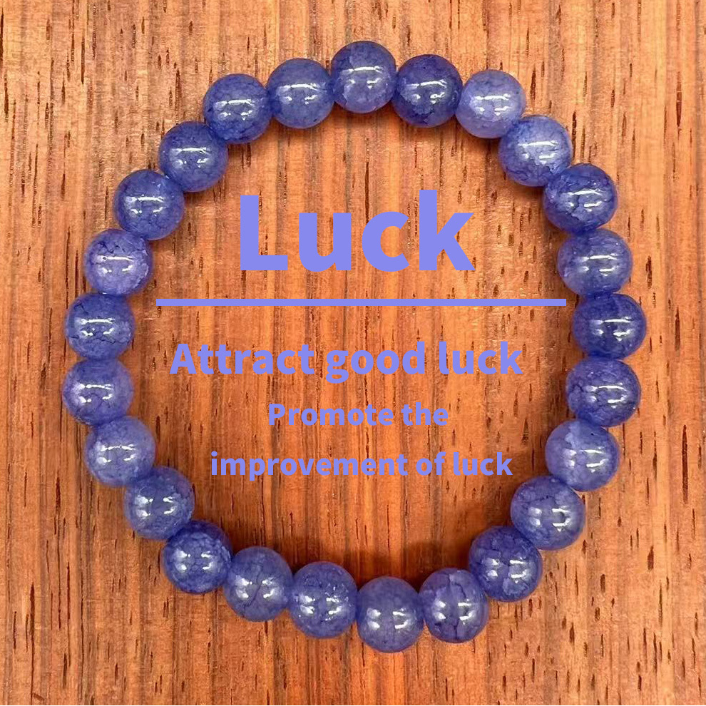TEMU 1 8mm Blue-purple Crackle Bead Stretch Bracelet, Suitable As A Gift , Classic And Versatile
