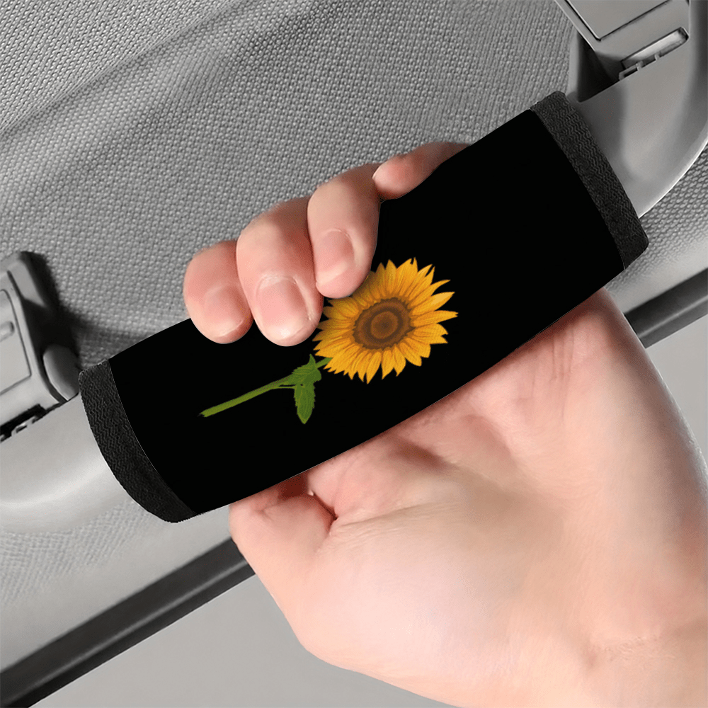TEMU 2pcs Set, Car Roof Door Handle Protection Cover Car Armrest Sleeve With Cute Yellow Sunflower Pattern, Suitable For All Models, Luggage Trolley