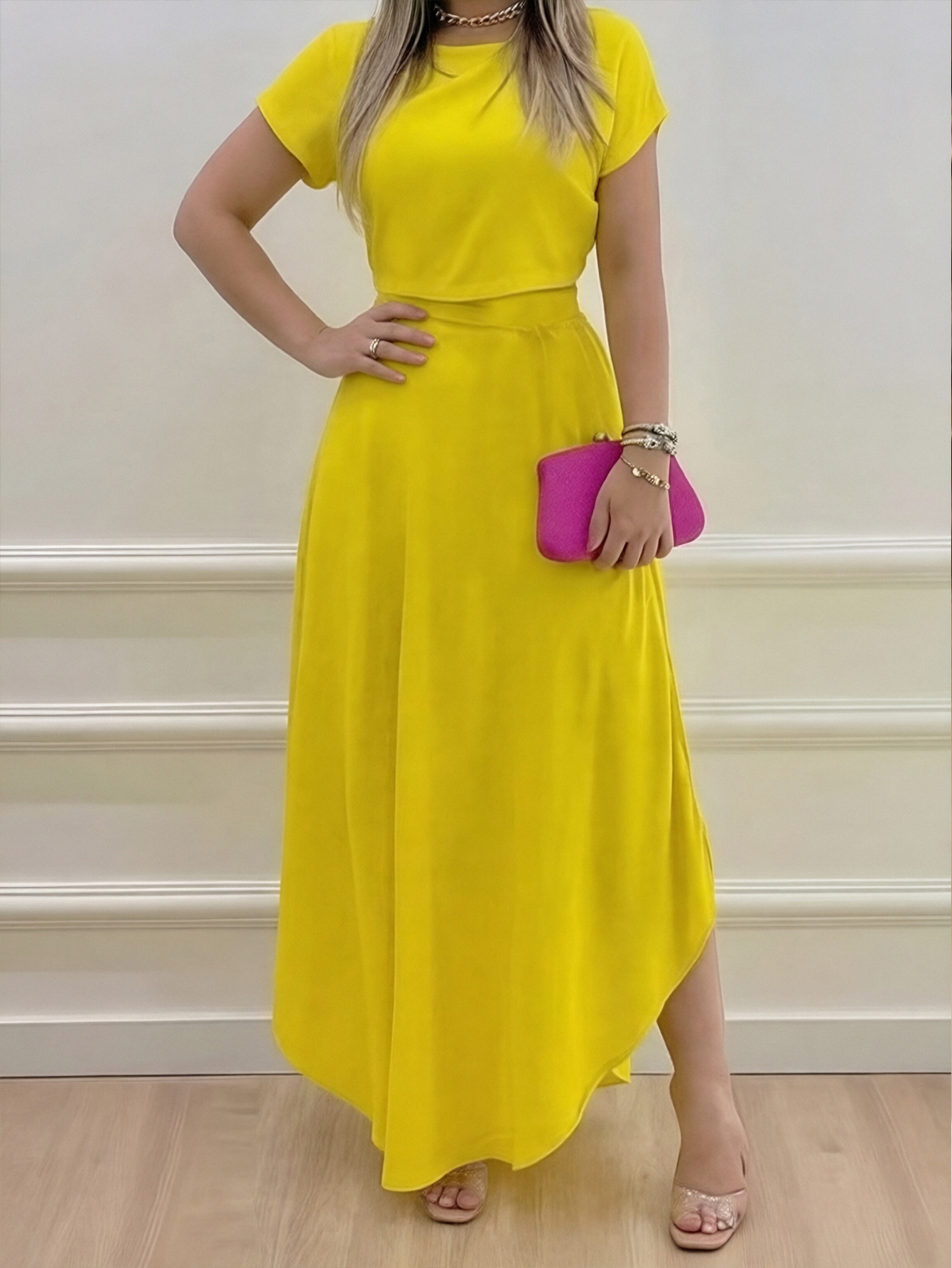 white christmas dresses Loose Women Linen Yellow Dresses Summer Casual Outfits Q9410 FantasyLinen