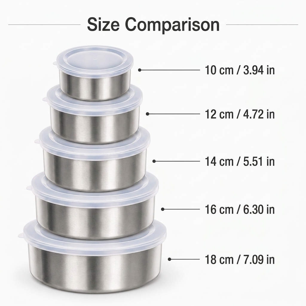 TEMU 5pcs Stainless Steel Baking Tool Set With Airtight Lids, Leak-proof Food Storage Container Set, Suitable For Egg Beating, Prep Work And Kitchen
