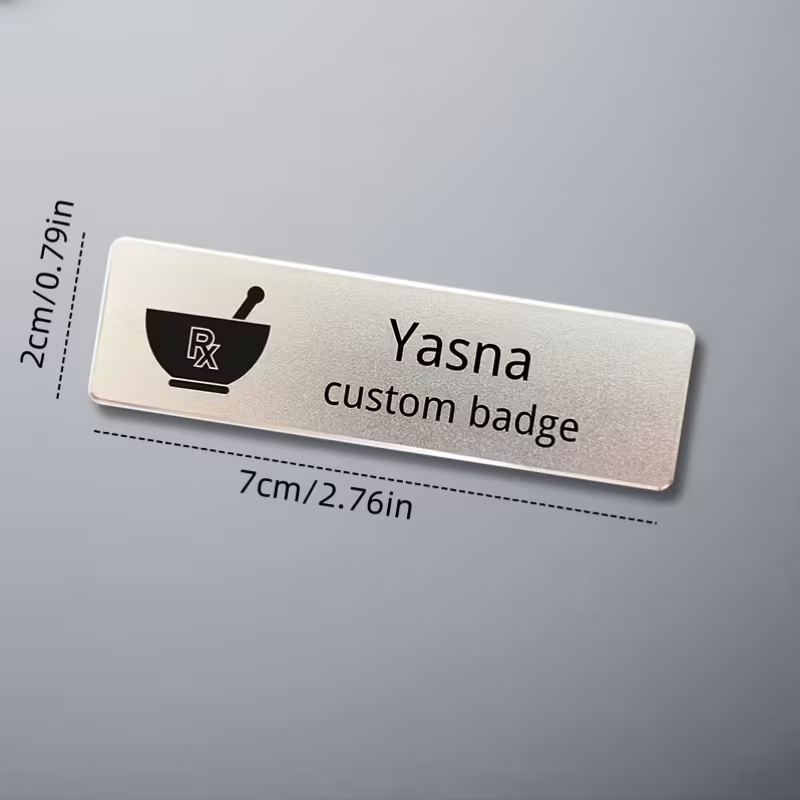 TEMU 1pc Custom Laser-engraved Name Badge, Personalized With Images And Text, Pin-, Suitable For Office Employees/workplace, Durable Professional
