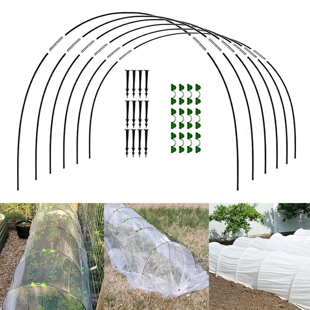 Image of Garden Hoops For Netting Raised Bed, Greenhouse Hoops Frame Tunnel Detachable Fiberglass Support Hoops, Greenhouse Kit