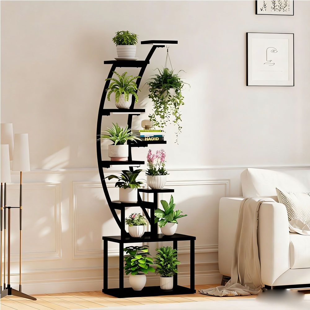 Image of Plant Stand 9 Tiered Tall Plant Stands Indoor Plant Shelf For Indoor Plants Multiple, Half Moon Plant Stand For Living Room Plant Rack