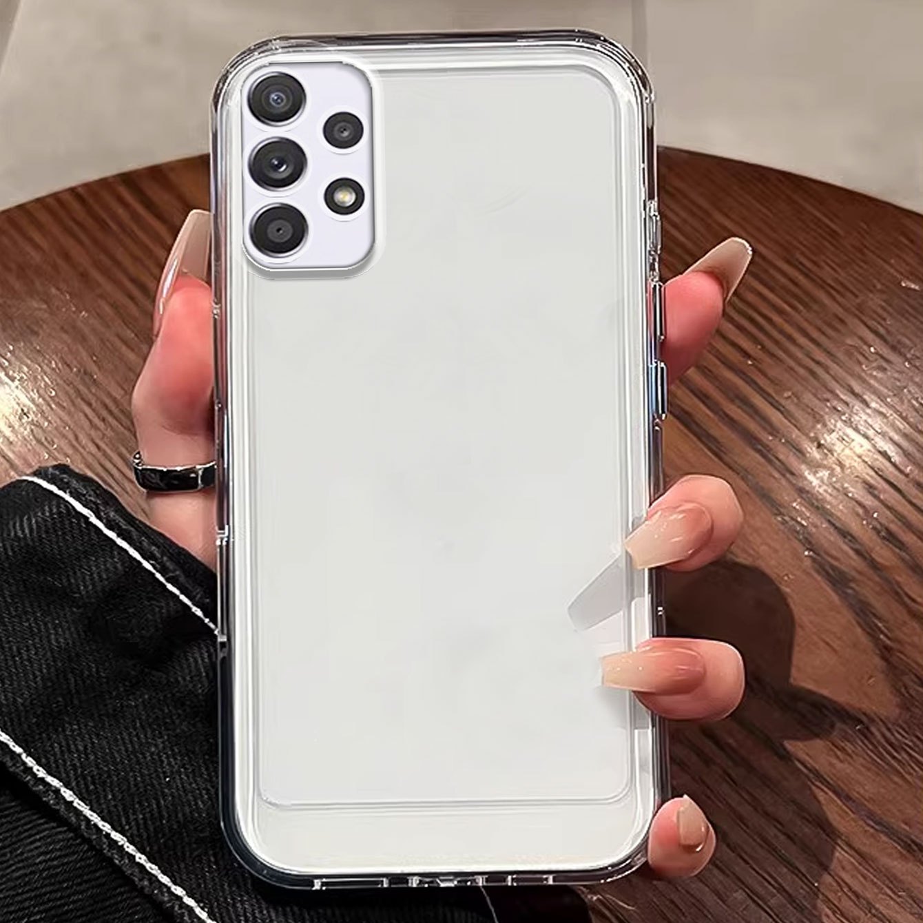 Image of Phone Case: Clear Crystal Tpu Phone Case For Galaxy A23 A52 A52s A53 A72 A73 5g Reinforced Anti-drop Shockproof Protective Cover, Ultra Thin Transparent Soft Shell With Camera Lens Protection