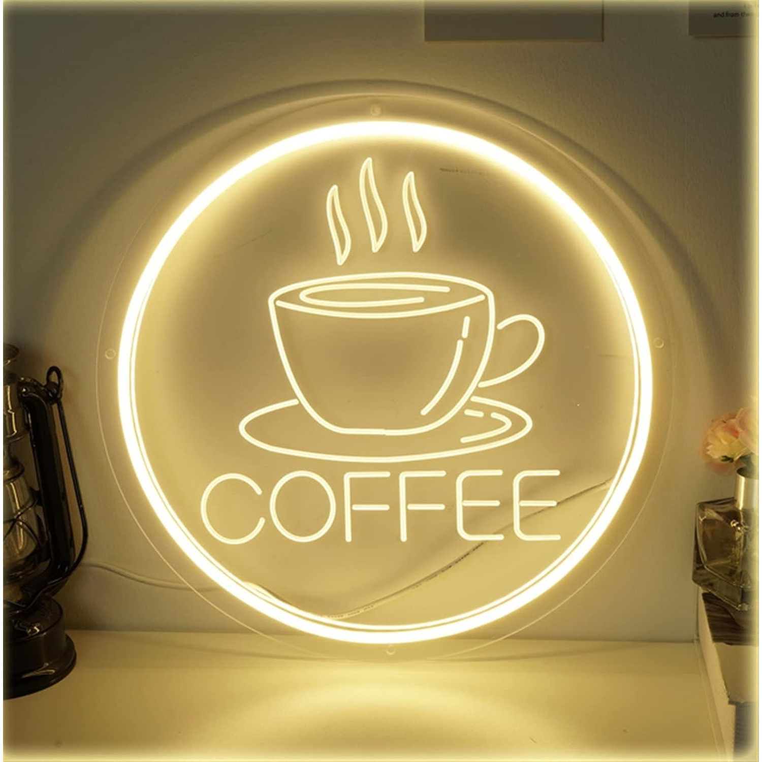 TEMU Lámpara de neón de café de pared con alimentación USB y diseño de de café tallado en 3D - LED de un solo color para interiores, para fiestas de