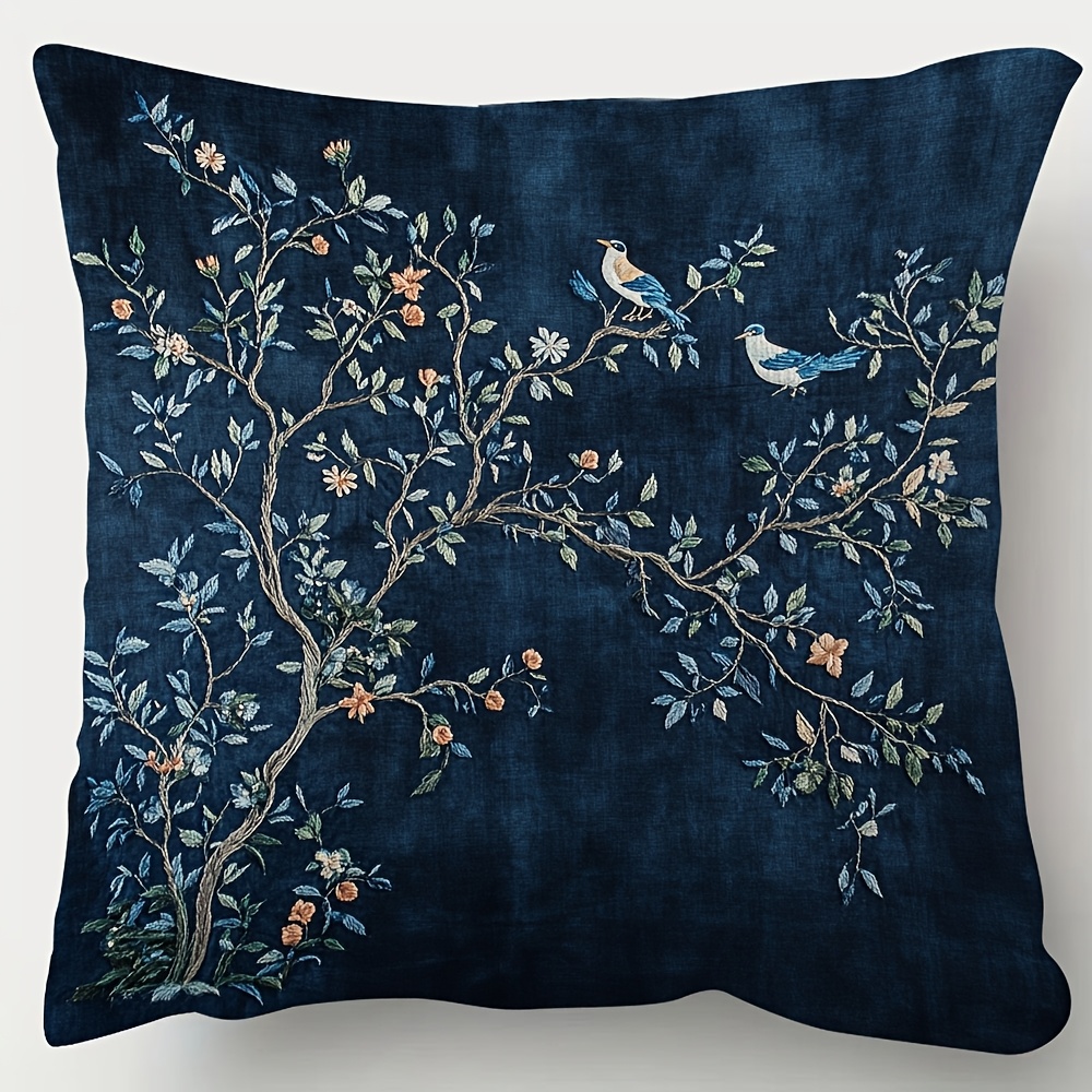 TEMU 1pc Pillowcase, Short Plush Decorative Pillow Cover, Chinese Vintage Pillowcase, Single-sided Printed Pattern, With Zipper Closure, Short Plush