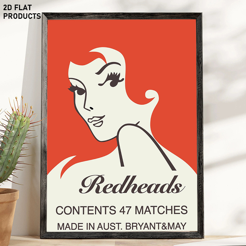 TEMU 2d Flat, 2d Flat, 1pc 2d Flat Frameless Canvas Art | Red Background With Easy Side Profile Of A Woman And "" Text, Ideal For Home Office, Living