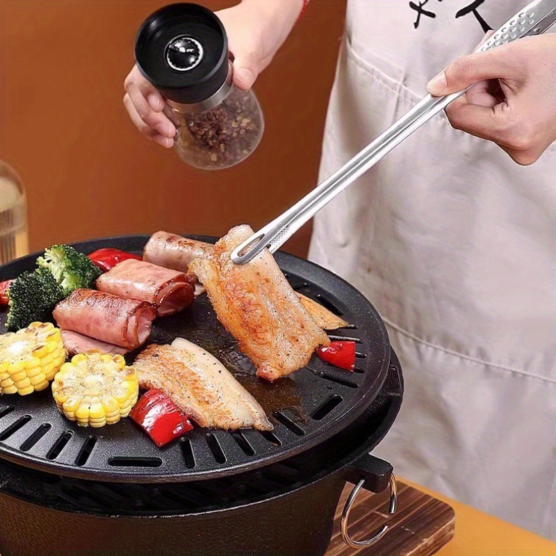 1pc stainless steel bbq tongs with extended long handle multifunctional kitchen grilling tongs for frying     steaks vegetables durable     versatile cooking tool   durable construction tongs for cooking details 1