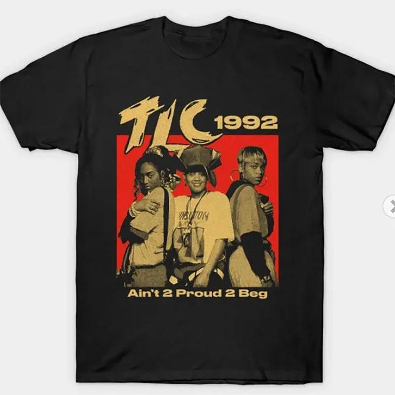 

1pc Tlc 1992 Ain't 2 2 Beg - - 100% , , Round , Unisex, Regular Fit, Printed Tee For Men And Women - All