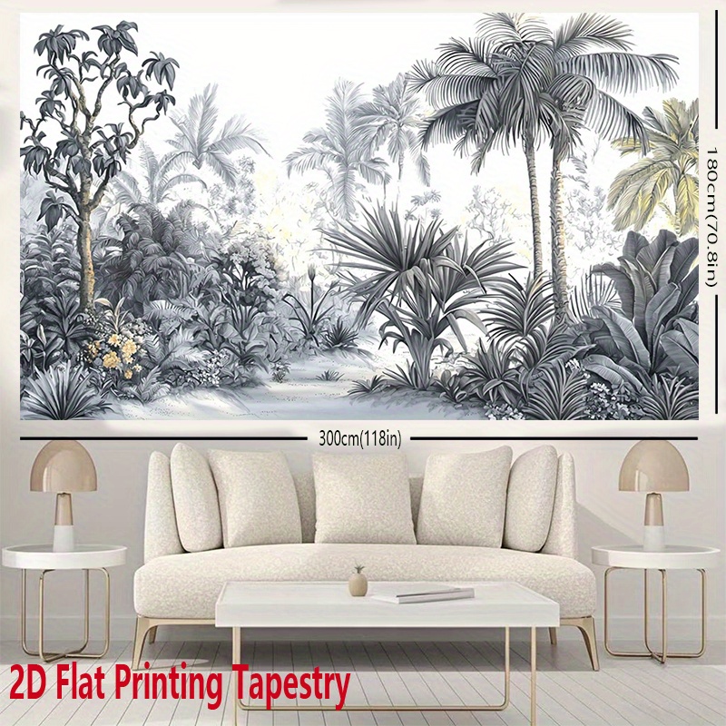 TEMU Tapisserie 2D Plate, Tapisserie d'Impression 2D Plate, 1 Pièce Décoration de Fête en Polyester, Tissu de Fond Style Vintage Forêt , Tapisserie à
