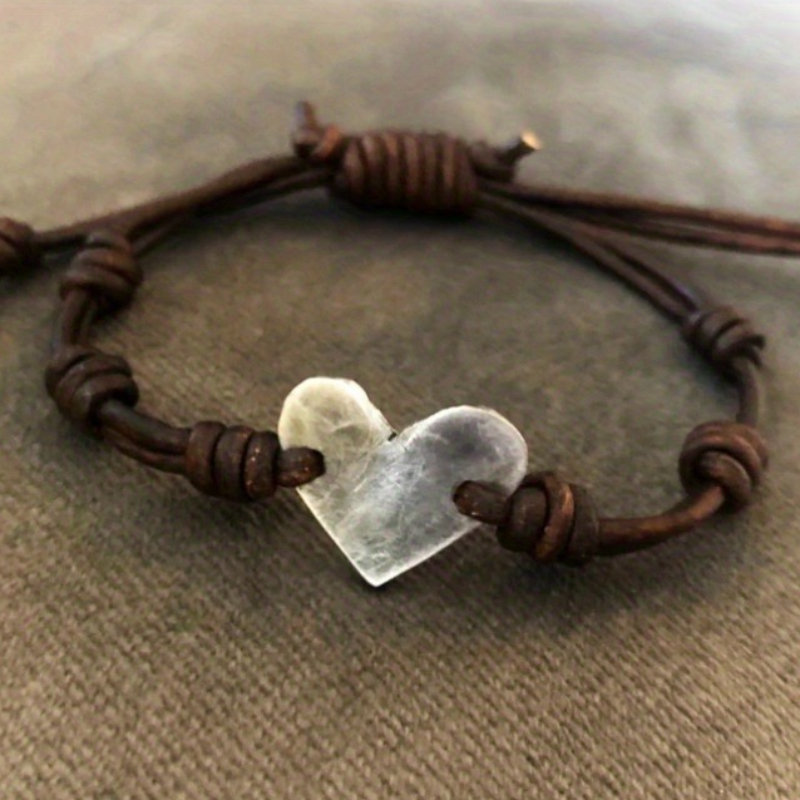 TEMU 1pc A Vintage Bohemian-style Round Small Heart Knotted Bracelet Suitable For Men And Women, Outdoor Gatherings