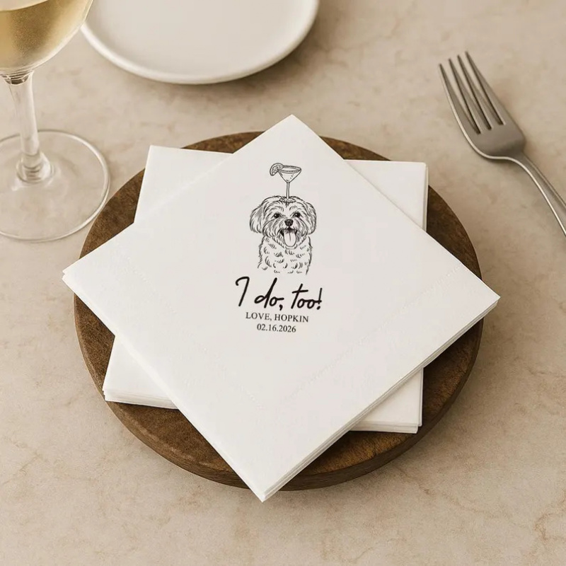 TEMU Custom Pet Portrait Wedding Napkins| Materials Suitable For Cocktails For Dogs And Cats, As Well As For Weddings, Valentine's Day, Easter,