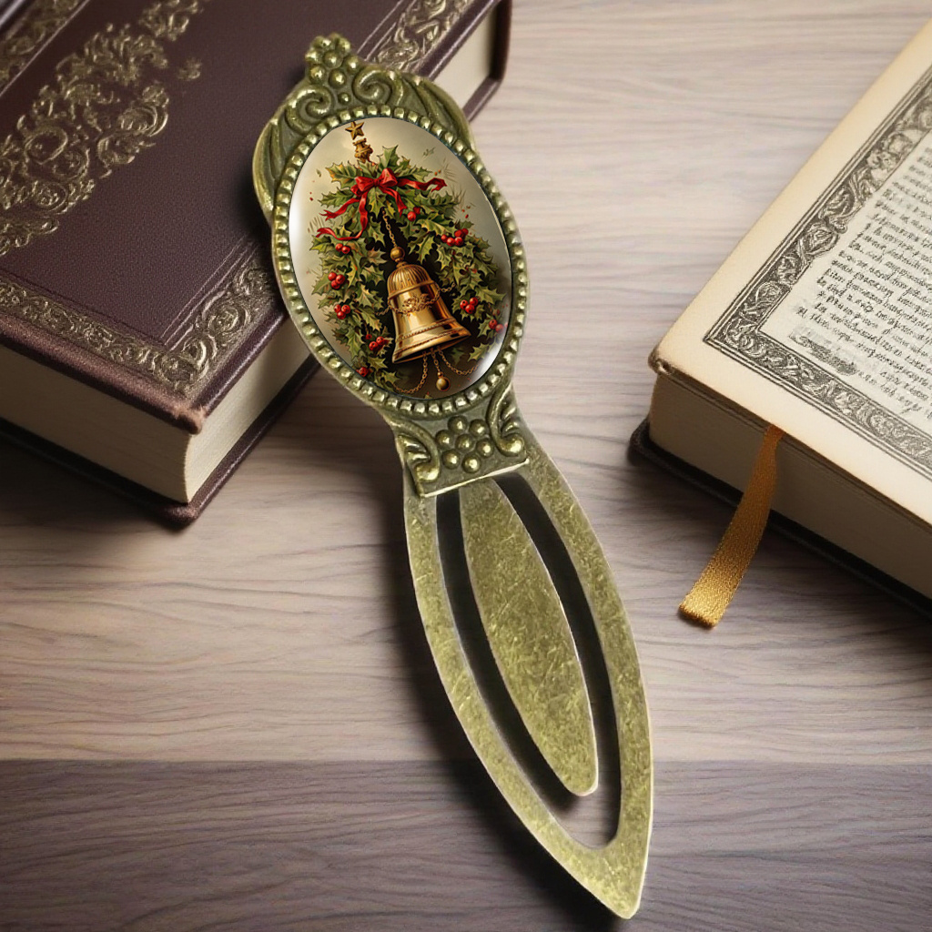 TEMU Christmas Wreath Bells Illustration Bookmark Book Enthusiast Gift