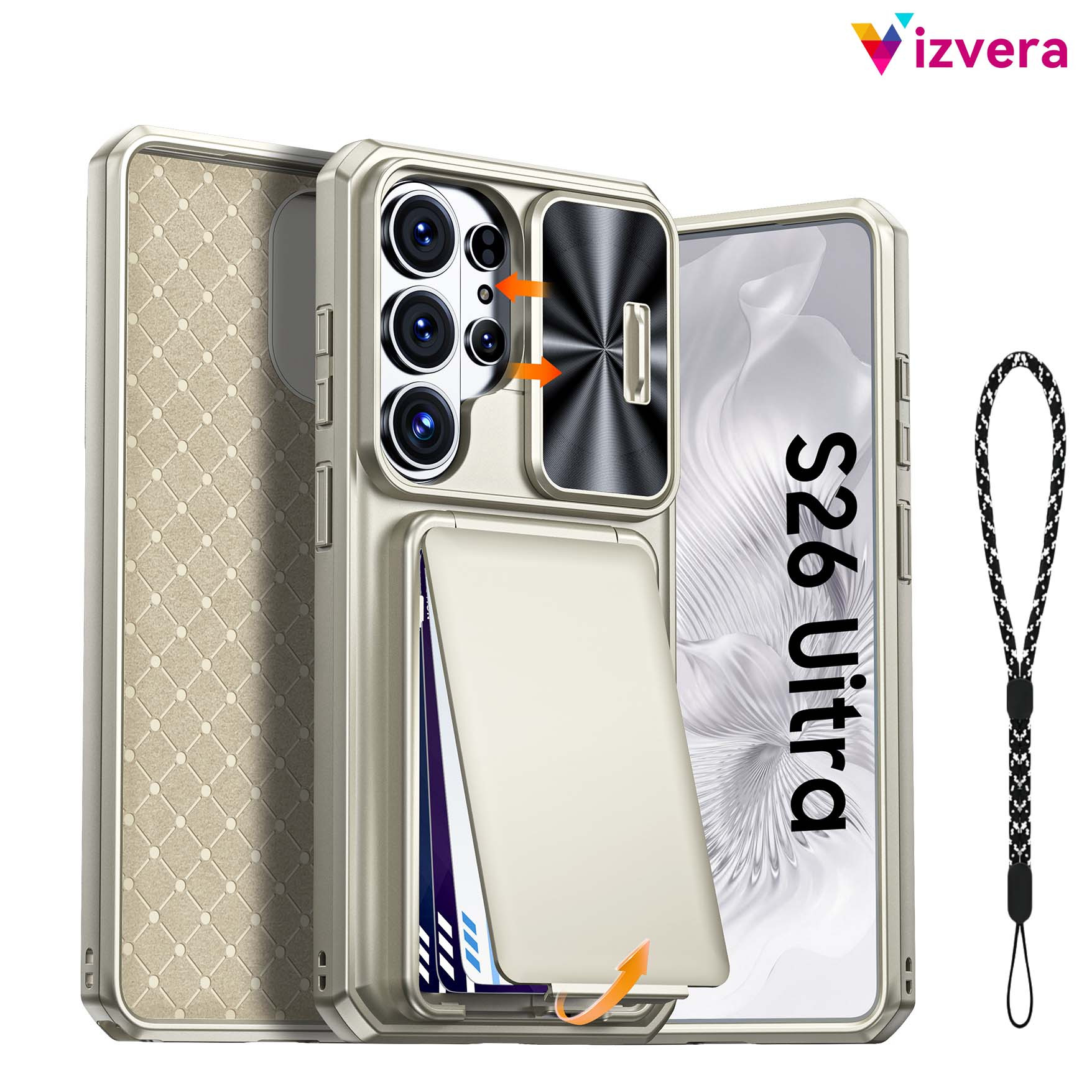 TEMU Phone Case: Vizvera, For Galaxy S26 Ultra Case Wallet, Cards Holder (4 Cards) & Cover & Kickstand, For Women Men, Full Body Protective Pc Case