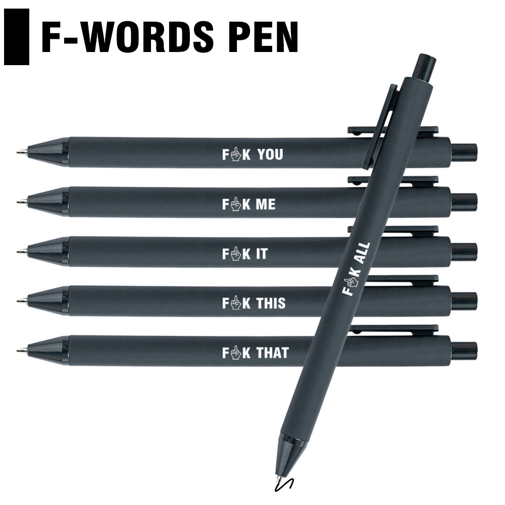 

6pcs Novelty F-word Retractable Ballpoint Pens, , Plastic, Holiday Gift, No Feather, Non-electric Office Pens For Adults, Fun, Office Pens