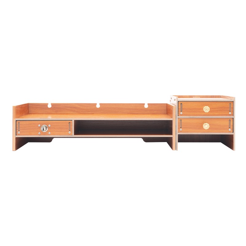 TEMU Supporto moderno per monitor computer color legno cassetti (1 con serratura) + Porta cellulare | Rialzo ergonomico, organizer da scrivania per