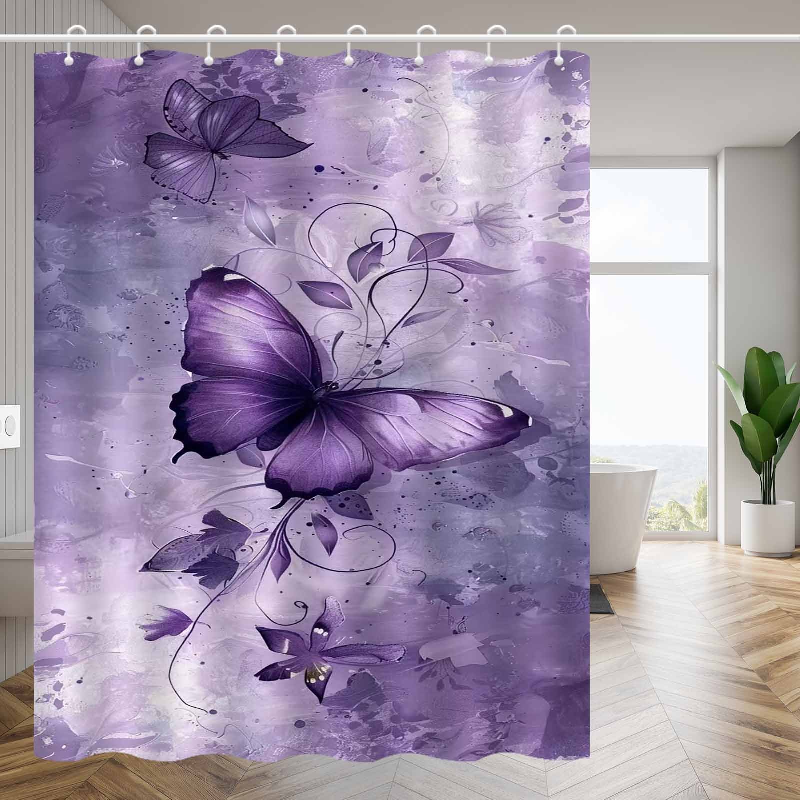 TEMU Jit1pc Purple Design Shower Curtain, Luxurious Elegant Bathroom Curtain, Bathroom Decor Design