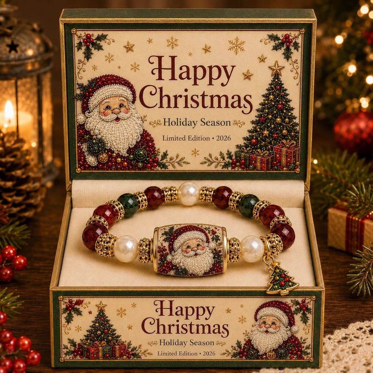 TEMU Vintage Bohemian Style Beaded Stretch , With Santa Claus, Reindeer, Stocking, And Christmas Tree Patterns. The Colorful Beaded Chain Is Suitable