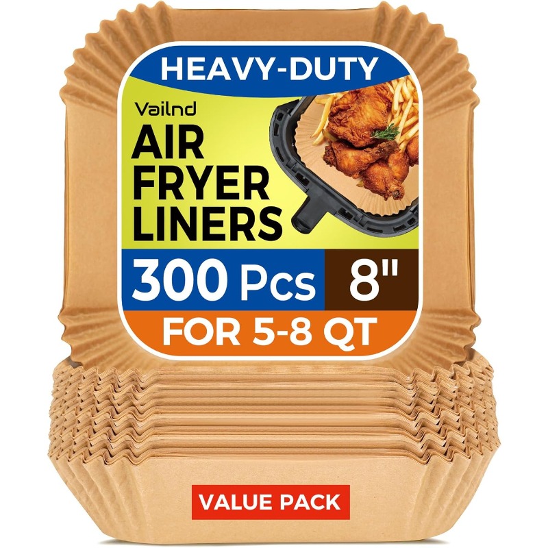300pcs air fryer paper liners 8 square disposable heavy-duty   greaseproof baking liner for 58 qt oven pan, air fryer liners non stick, air fryer  , air fryer liners large size Product details 0