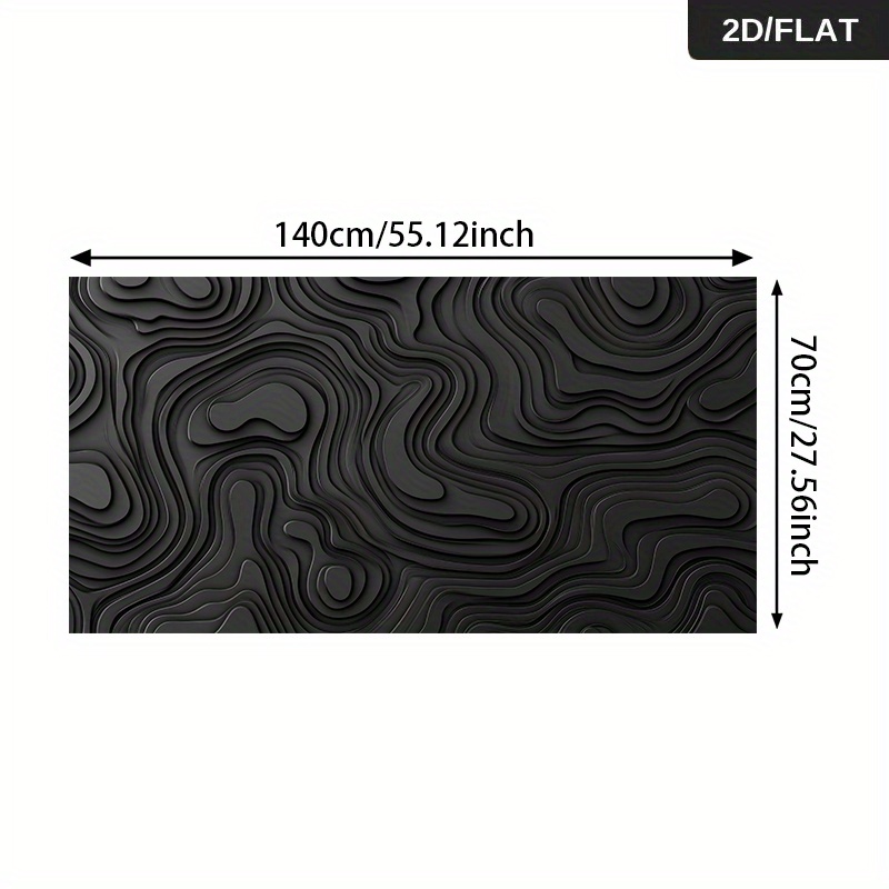 TEMU Large Modern Abstract Black And White Topographic Earth Canvas Wall Art - Frameless Minimalist Painting, 27.56"x55.12" (70x140cm) Neutral