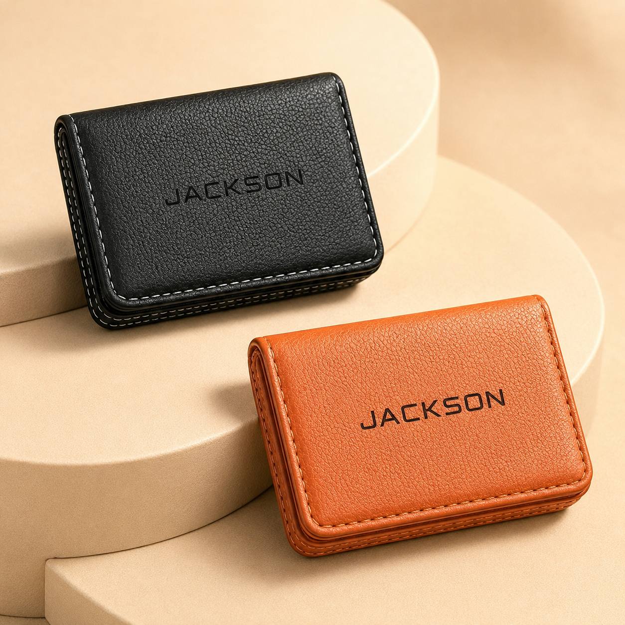 TEMU 1pc Personalized Pu Leather Business Card Holder, Custom Name Text Card Case With Magnetic Closure, Men's Gift