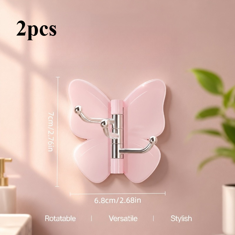 TEMU 2 ganci rotanti a forma di rosa , ganci tripli da parete senza trapano, ganci multiuso per armadietto bagno, cucina, , gioielli, asciugamani,