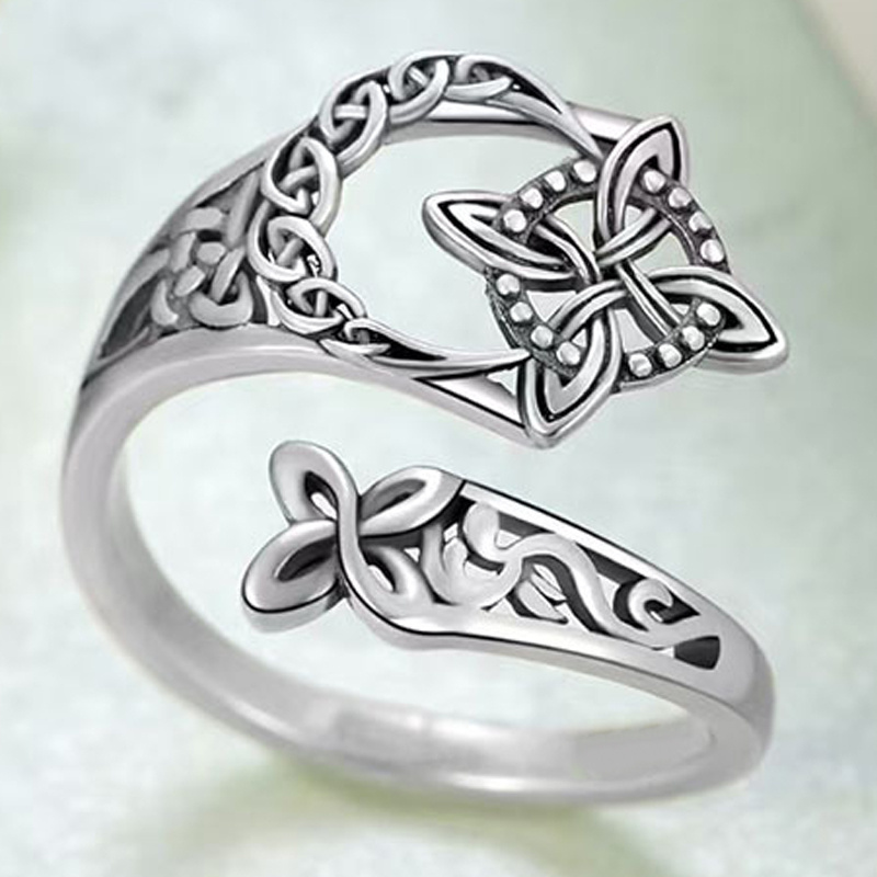 Adjustable Celtic Knot Ring For Women Vintage Witches Knot Irish Statement Ring Jewelry Gift