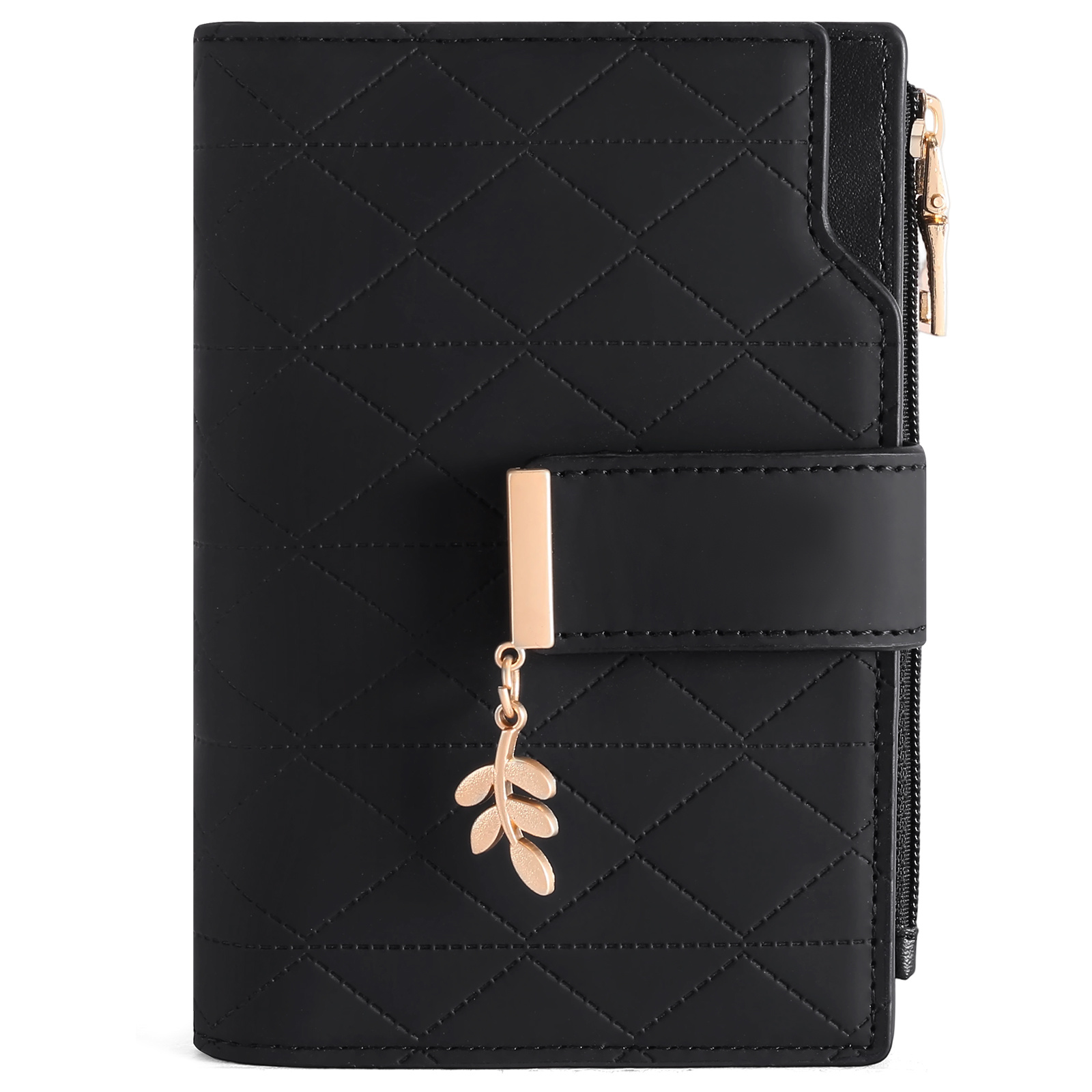 Image of Casual And Fresh-style Women's Wallet With Leaf Accessory, Bifold Cardholder, Multi-functional Wallet