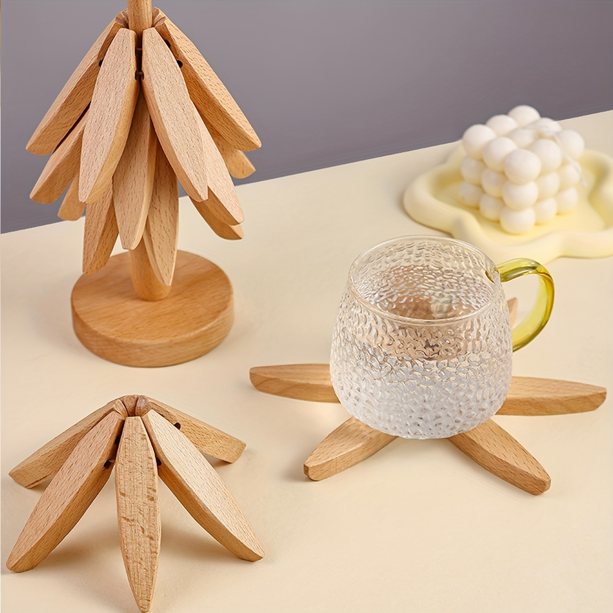 

Wooden Mat, Wooden Mat, Mat, Table Mat, -shaped Mat Set, Bowl, , Mat