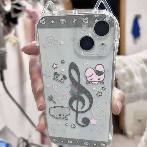 phone case sound of transparent cat ears phone case for iphone air 17 pro pro max 15 pro 14 pro 13 pro cute protective cover perfect gift for and couples