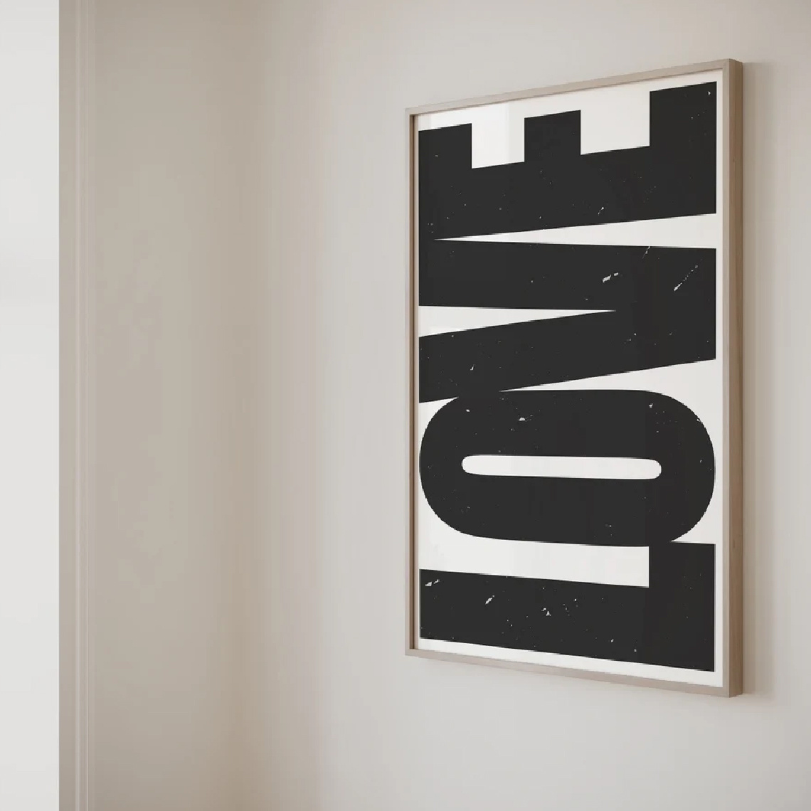 TEMU 2d Flat, 2d Flat, 1pc Wall Decor, A Stylish Poster Featuring Love , Modern Black And White , Perfect For Decorating A Bedroom Or Living Room,