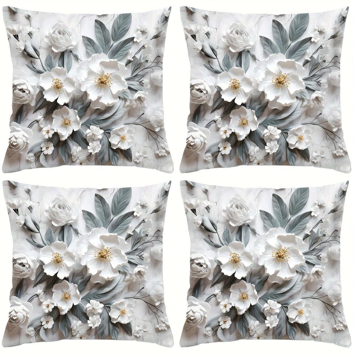 

4pcs Set 3d Pillowcases - , Zip , - For & Decor (inserts Not Included)