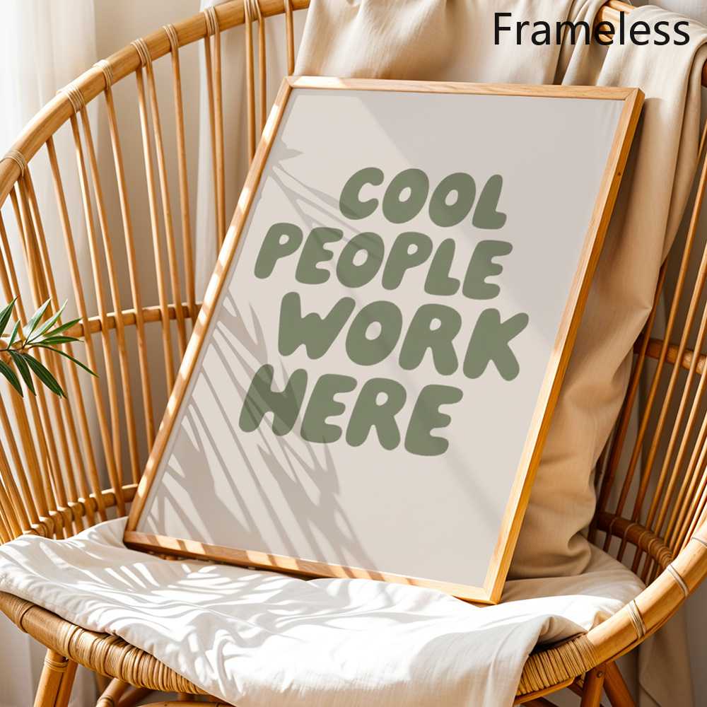 TEMU 2d Flat, ' Work Here' - Modern Horizontal Frameless Canvas Print Suitable For Home Office Decor, Gifts, Birthday & Anniversary Presents, Ink