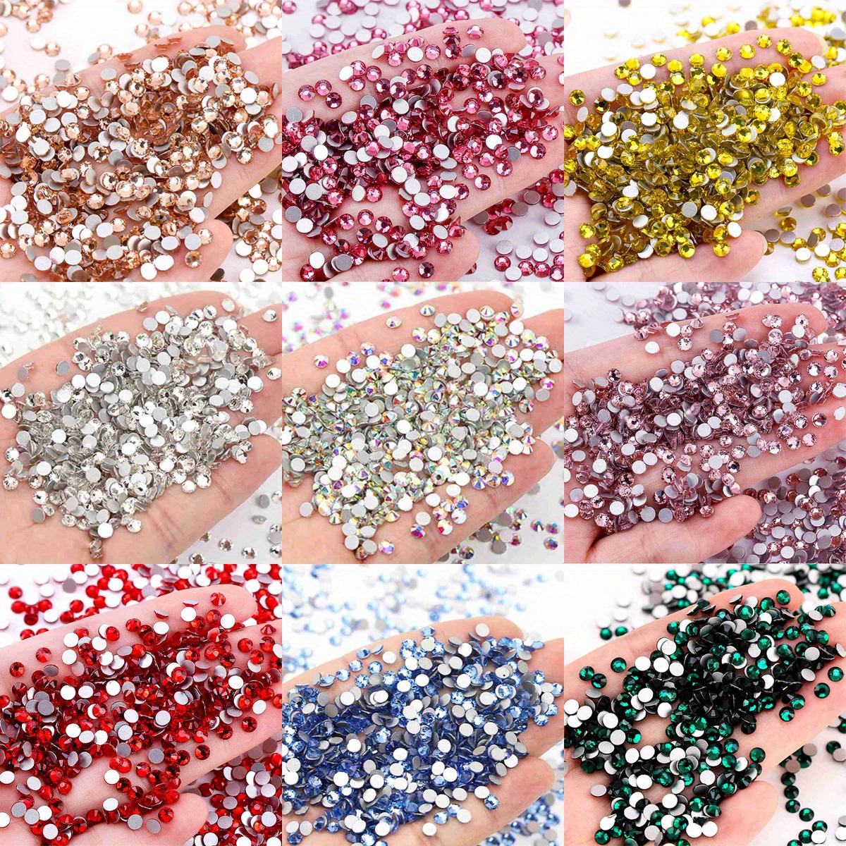 15.000 Glitzersteine 3 Mm – 15 Farben, Flache Strasssteine Für Nail Art, Kleidung & Basteln