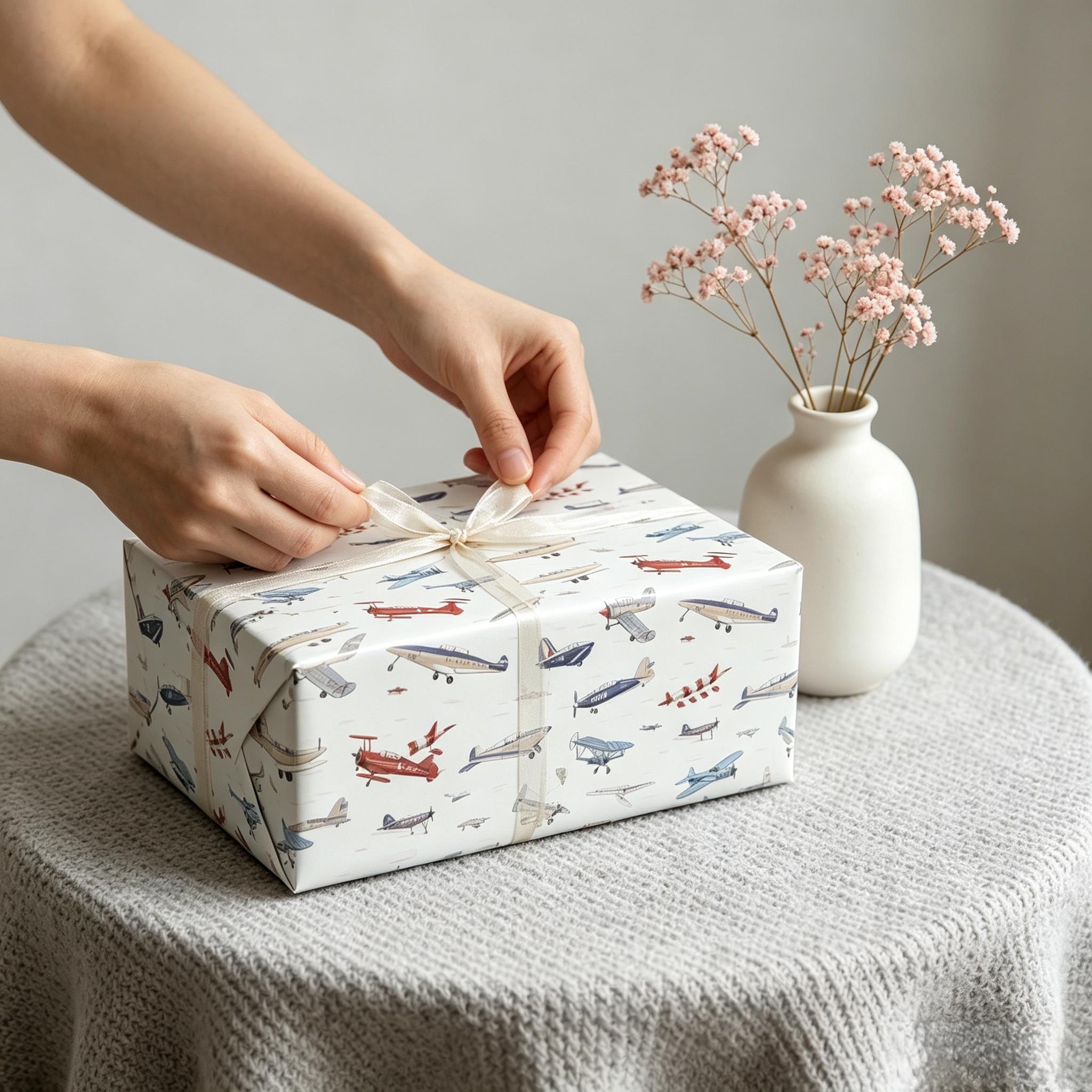 TEMU 1 Roll Of Aviation Airplane-themed Wrapping Paper, 17"-118" Paper, Suitable For Boys' Birthdays, Children's Parties, Diy Crafts, And Aviation