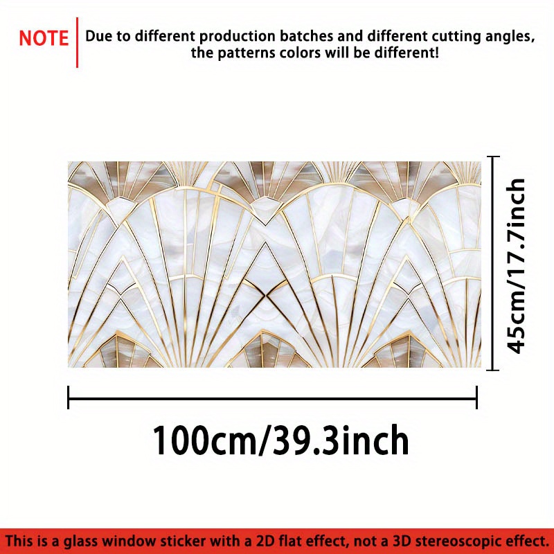 TEMU 1pc Elegant Geometric Static Cling Window Film - Removable Reusable Pvc Privacy Decorative Sticker, 39.3x17.7in (100x45cm) No Glue Needed For