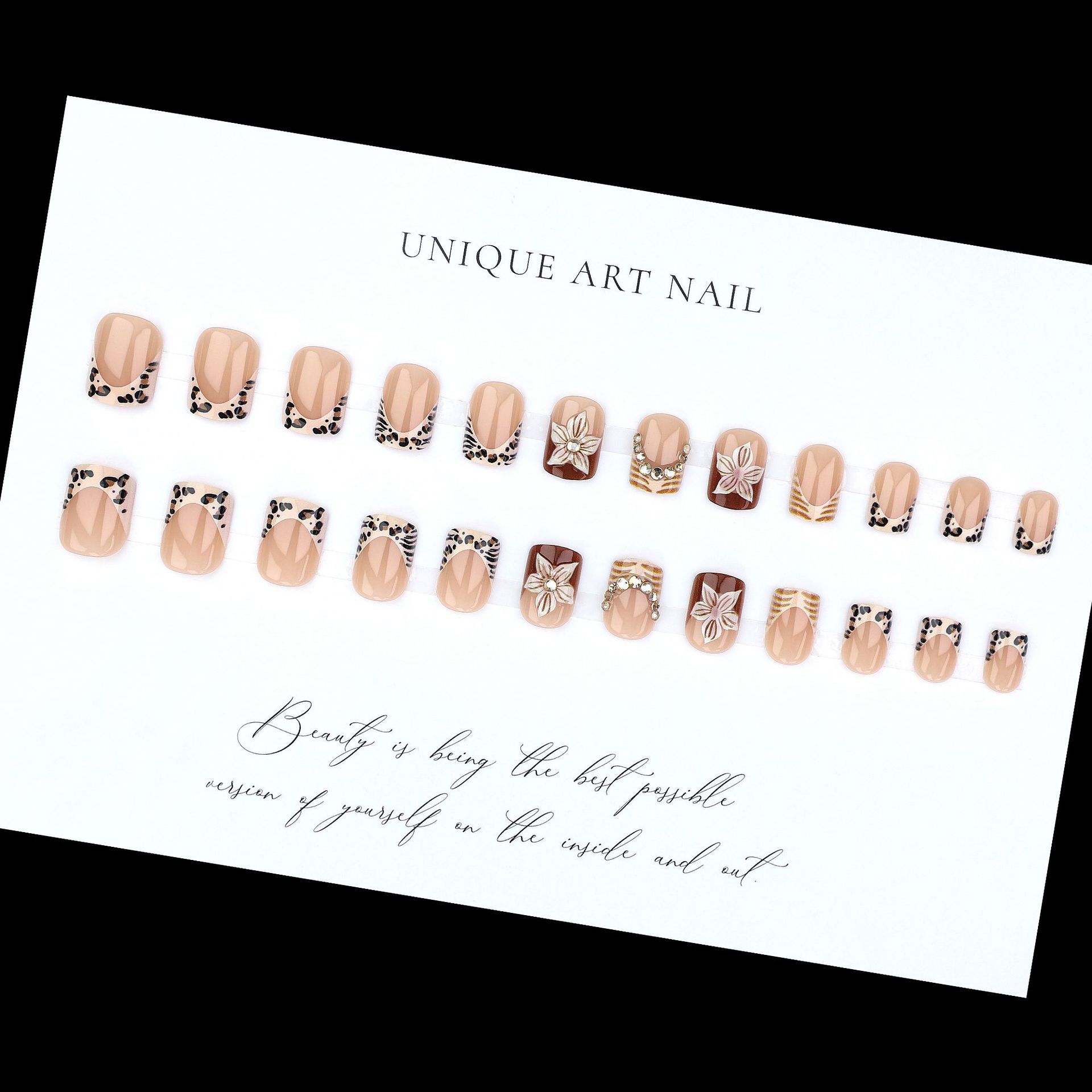 E-shop Europäische Amerikanische Französisch-Stil Leopardenmuster 3D Nageldesign Press-On Nägel - Süße coole tragbare Nägel für Frauen.