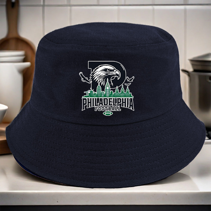 

1pc Philadelphia Football Emblem Printed Women's Bucket Hat, Lightweight Polyester Fabric, , Machine Washable, For Wear