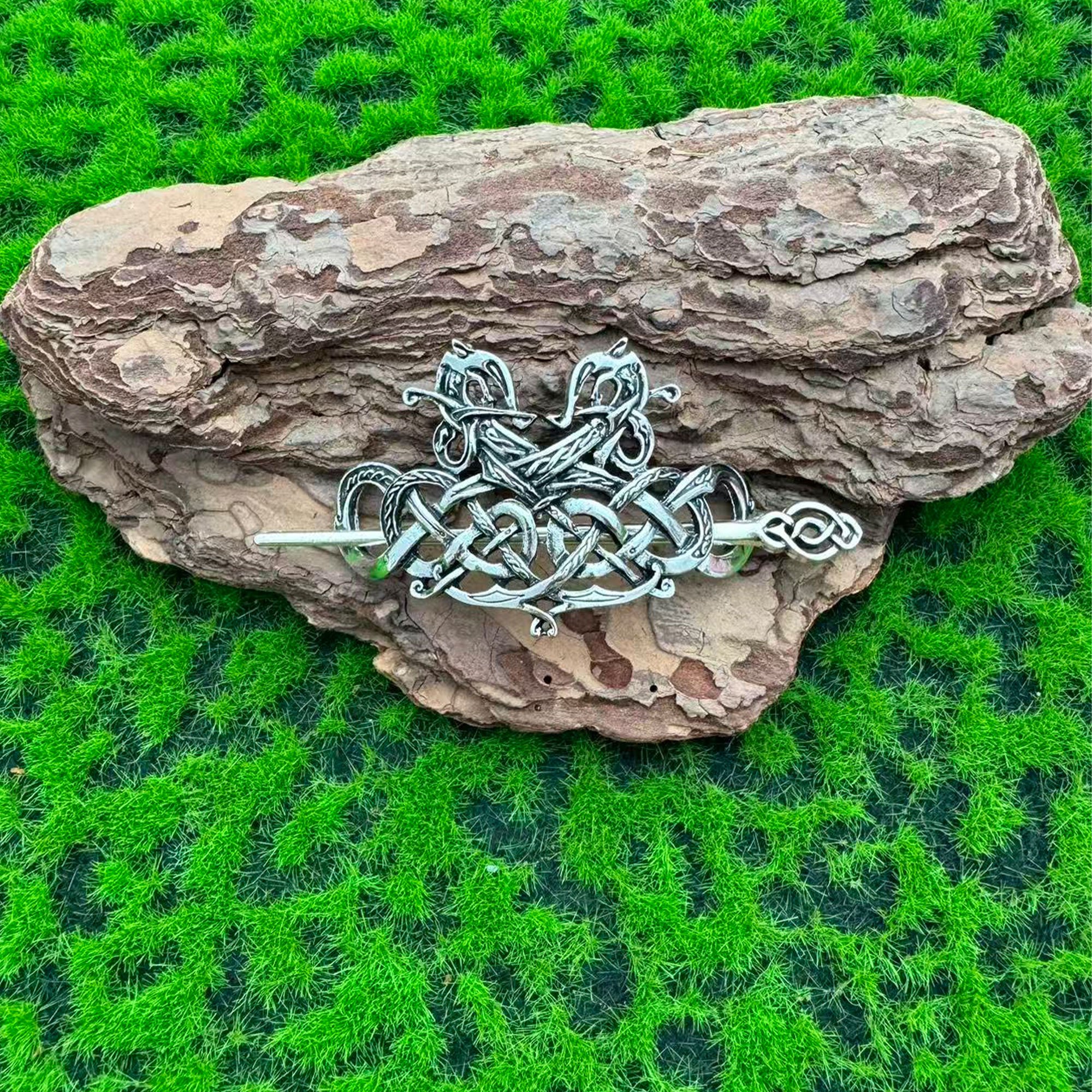 Viking Vintage Double Dragon Celtic Knot Hairpin