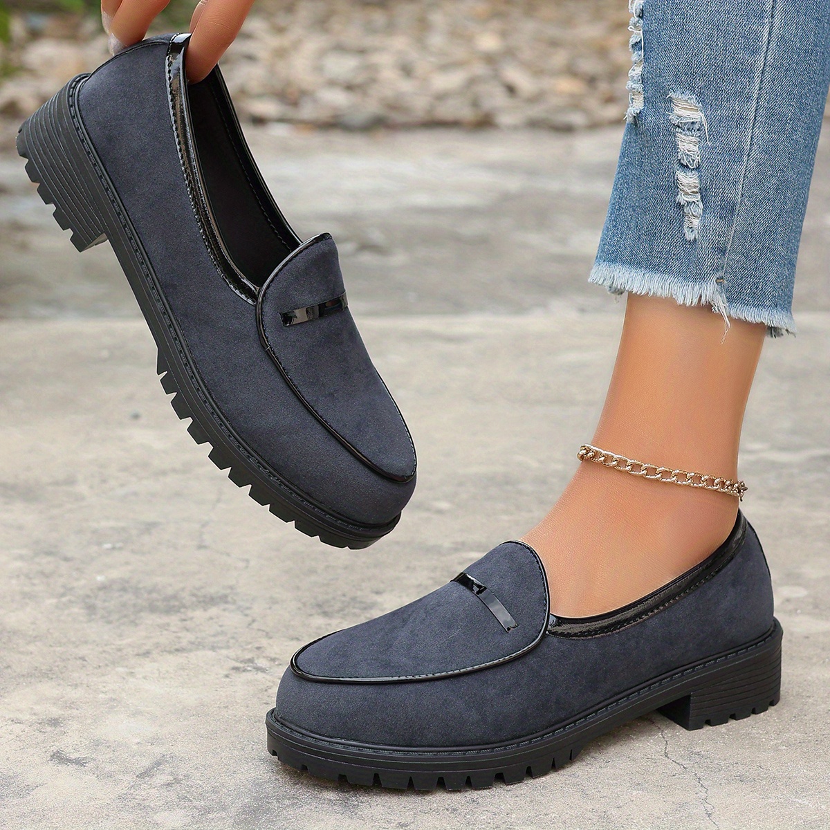 Lug Sole Loafers Loafer Jeans For Girls Women's Denim Loafers