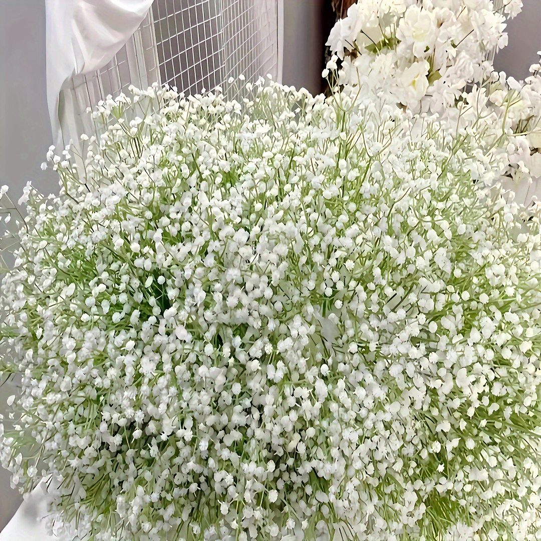 600 artificial baby s breath flowers realistic white plastic gypsophila bouquet for weddings engagements valentine s day summer home decor seasonal home decor   bouquet   arrangement   shower decorations