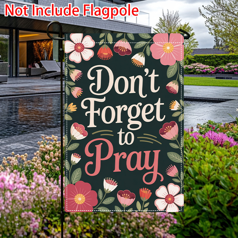 TEMU 2d Flat, 2d Door Banner, 2d Door Flag 2d Flat, 1 Double-sided " To Pray" Garden Flag- Vibrant Pink And Green Outdoor Yard Decoration, Durable