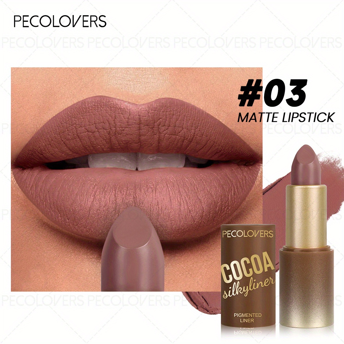 Image of 1pc Waterproof Long Lasting Lipstick, Matte, Pumpkin Spice Lipstick, Caramel Brown, Great For Everyday Use, Suitable For Women's Gifts