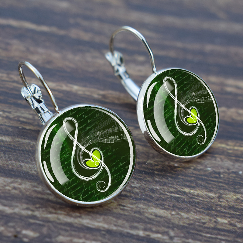 E-shop Elegante Musiknoten Creolen mit Glas-Cabochon, Legierungshaken - Perfektes Geschenk für Frauen, Geeignet für Partys, Hochzeiten und Jubiläen,