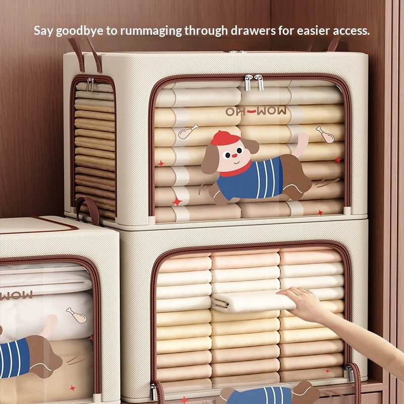 Foldable Storage Box with Lid, Stackable Design