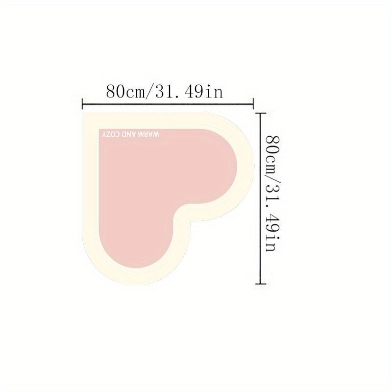 TEMU Soft Pink Heart-shaped - 100% Polyester, Machine Washable, Non-slip, Perfect For Bedrooms, , And Valentine's Day Decor, Entryway Mat | Decor |
