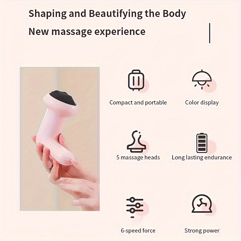 New Multifunctional Electric Body Fat Massager, Handheld Body Shaper with LCD Display and 5 Massage Heads, for Body Relaxation, Sculpting Good Physique, Suitable for Abdomen, Legs, Waist, Neck, Best Choice for Valentine'S Day, Suitable for Home and Gifts