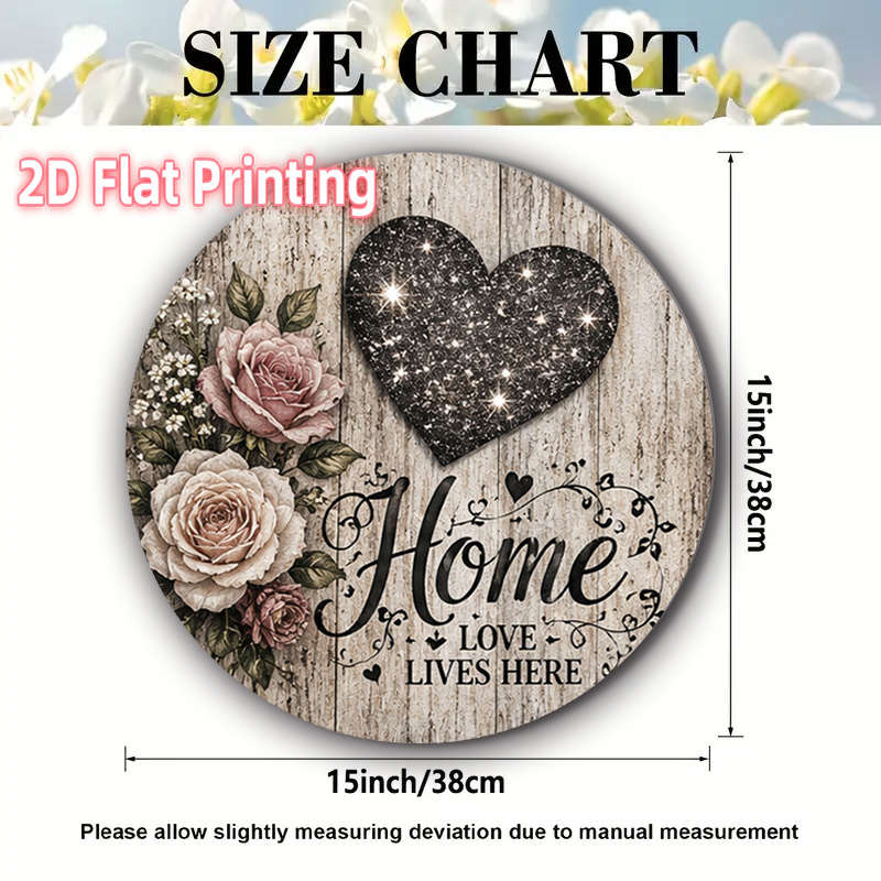 TEMU 4pcs 2d Printed Round Placemats 15in Rustic Floral Heart Brown Theme Design Table Arrangement Suitable For Holiday Parties, Family Gatherings,