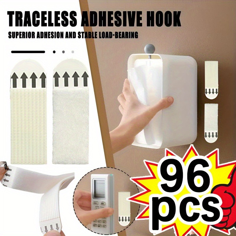 TEMU 96pcs Clips de suspension pour tableaux perçage - Ruban adhésif , sangles de suspension pour cadres photo rangées, installation et retrait